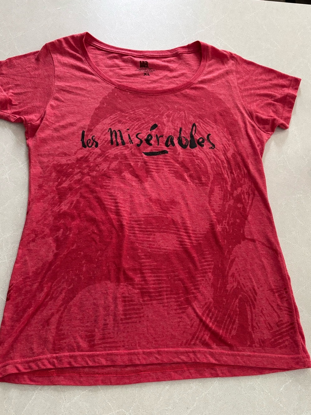 Les Misérables Broadway Graphic Tee Burnout Red Scoop Neck XL
